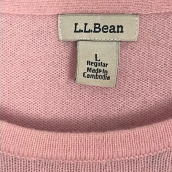 LL Bean Cashmere Sweater Baby Pink Womens Large Pullover Crew Neck Quiet Luxury - Picture 4 of 9